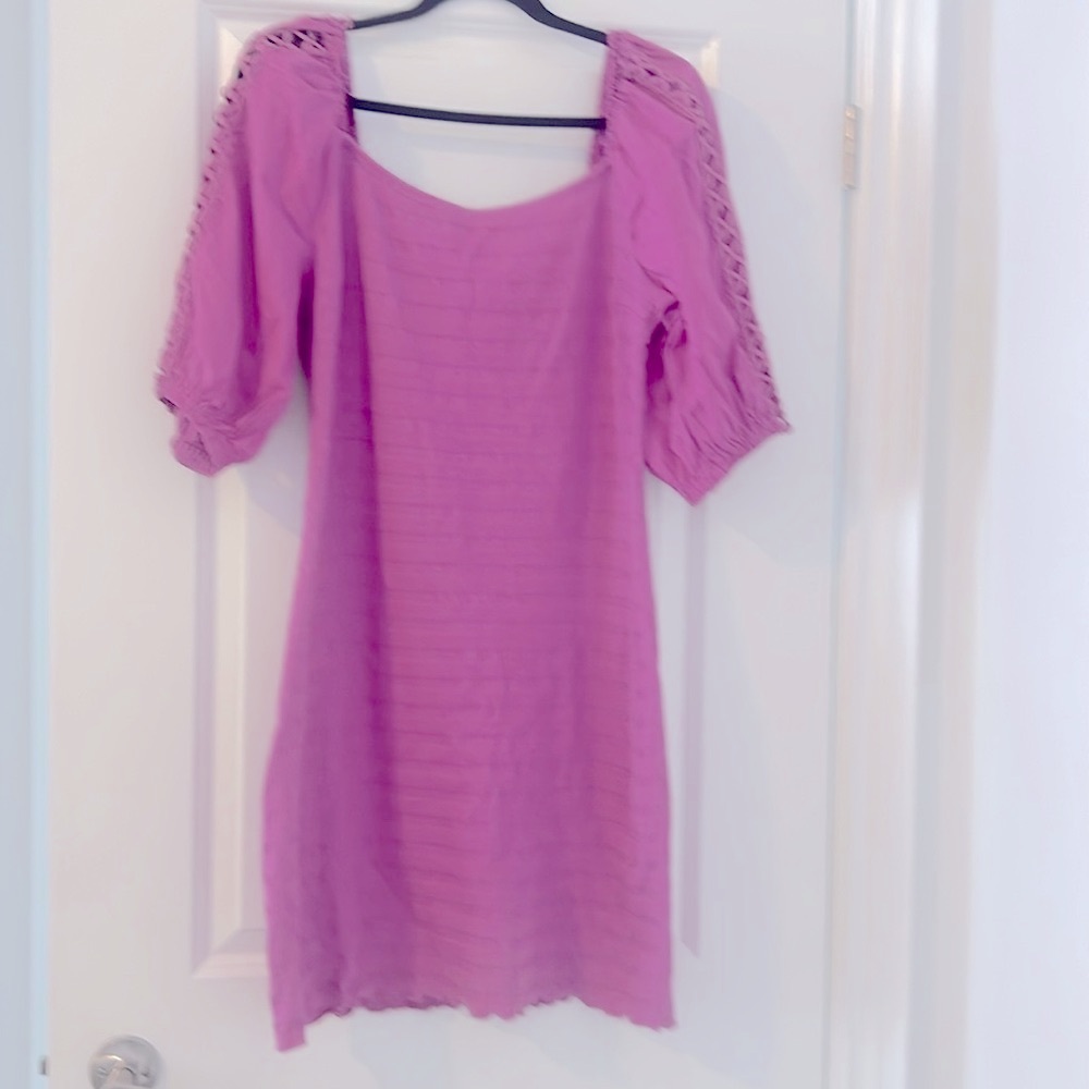 Betsey Johnson Purple Off the Shoulder Puff Sleeve Mini Dress size X-Large